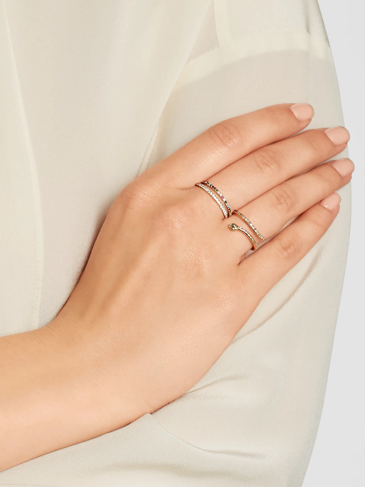 Image of Rings. Product name - Thread 18-karat Rose Gold Multi-stone Ring in 4 1/4 colour by brand - Ileana Makri