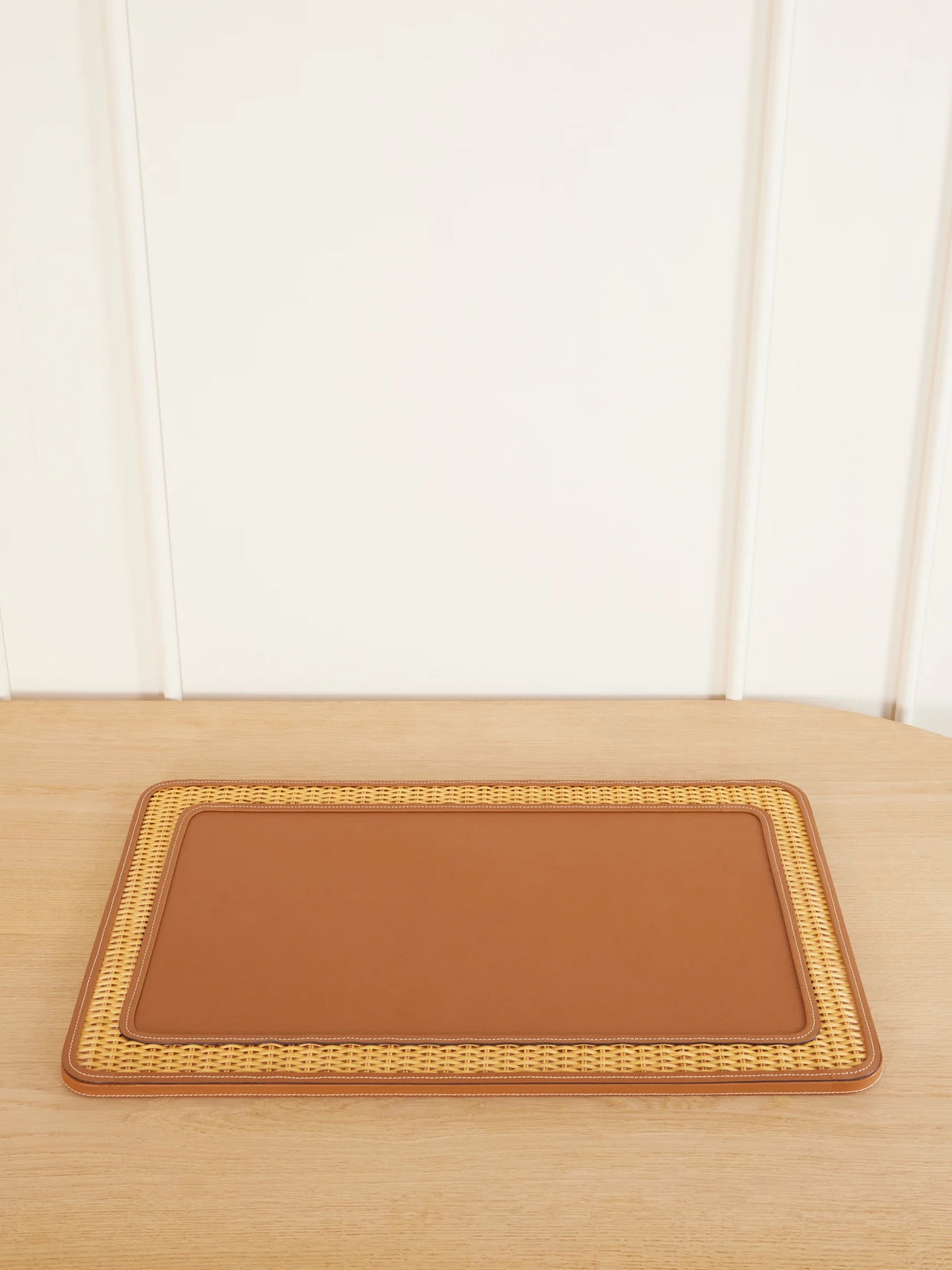 Bailey Rattan-trimmed Leather Desk Blotter