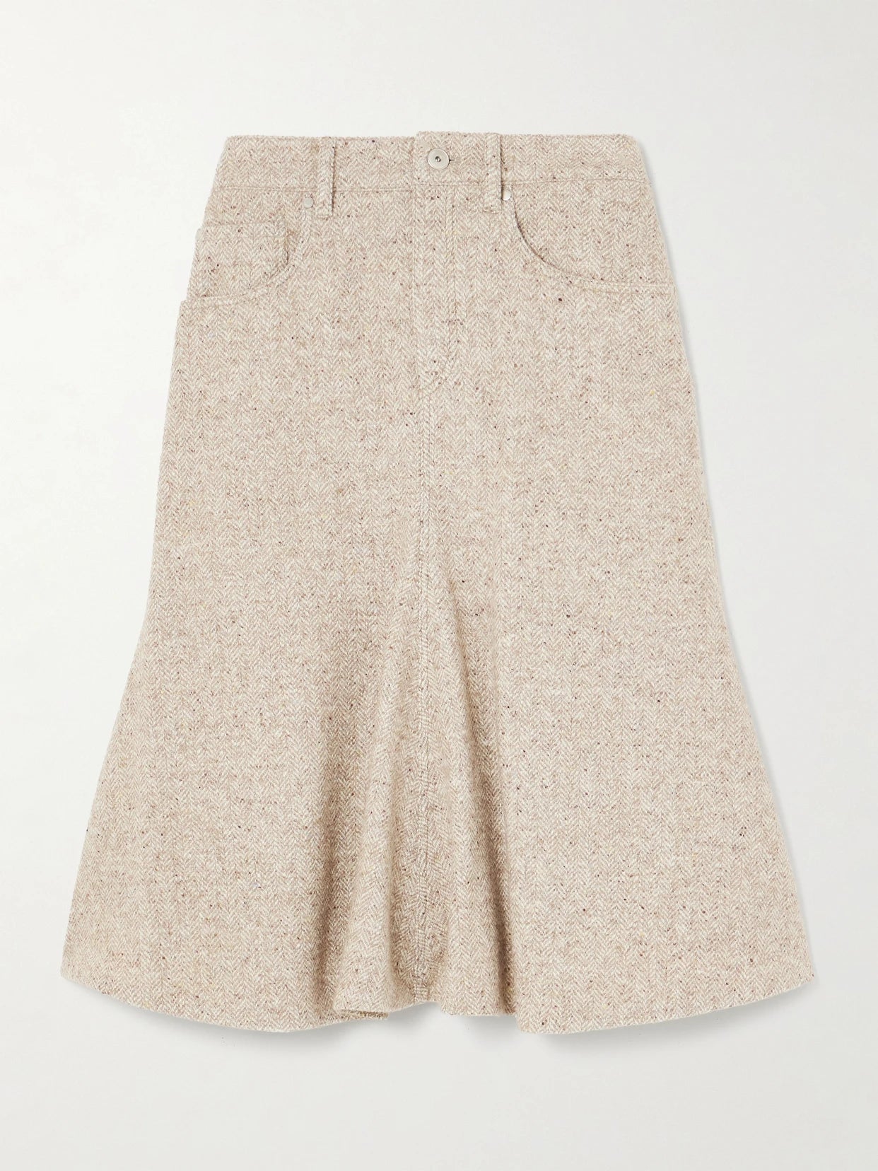 Herring Bone Wool-blend Midi Skirt