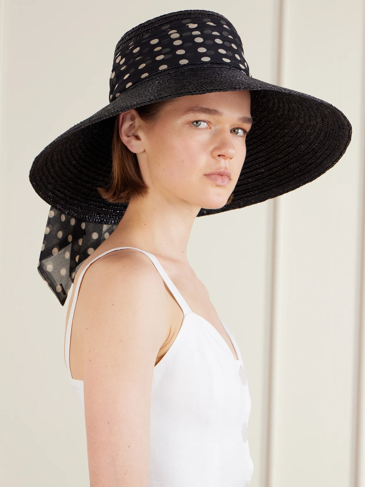 Mirabel Chiffon-trimmed Straw Sunhat