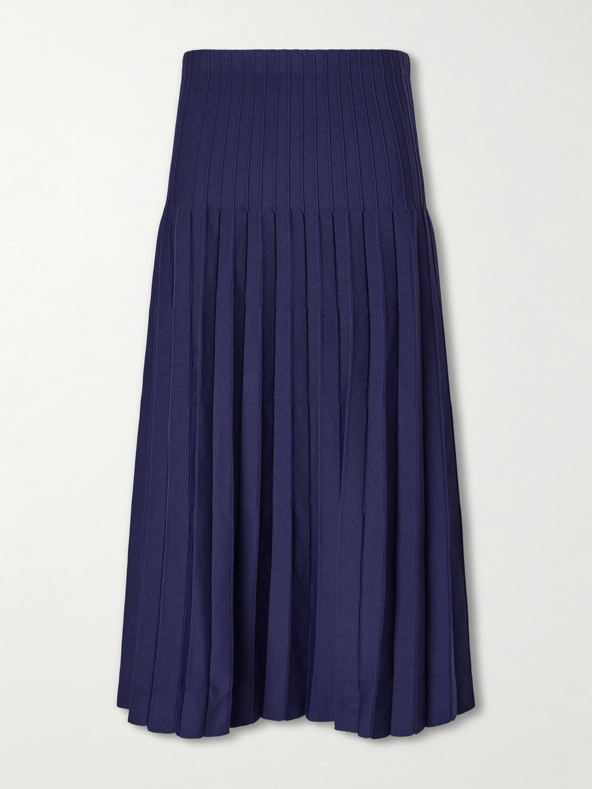 STAUD Lena Pleated Knitted Midi Skirt