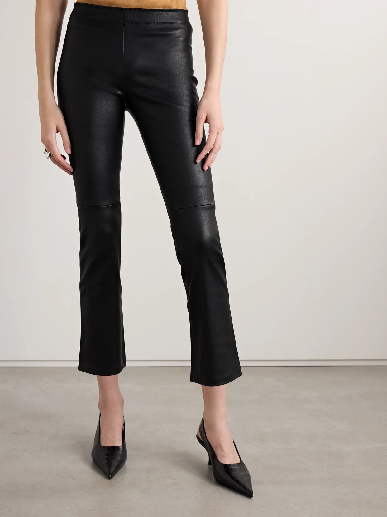 Jp Twenty Cropped Leather Flared Leggings