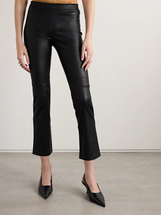 Jp Twenty Cropped Leather Flared Leggings