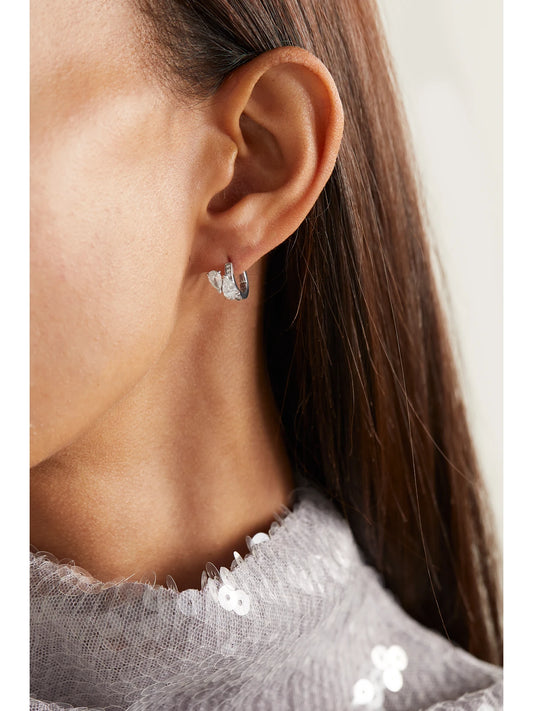 Image of Earrings. Product name - Serti Sur Vide 14-karat White Gold Diamond Single Earring in Multi colour by brand - Repossi