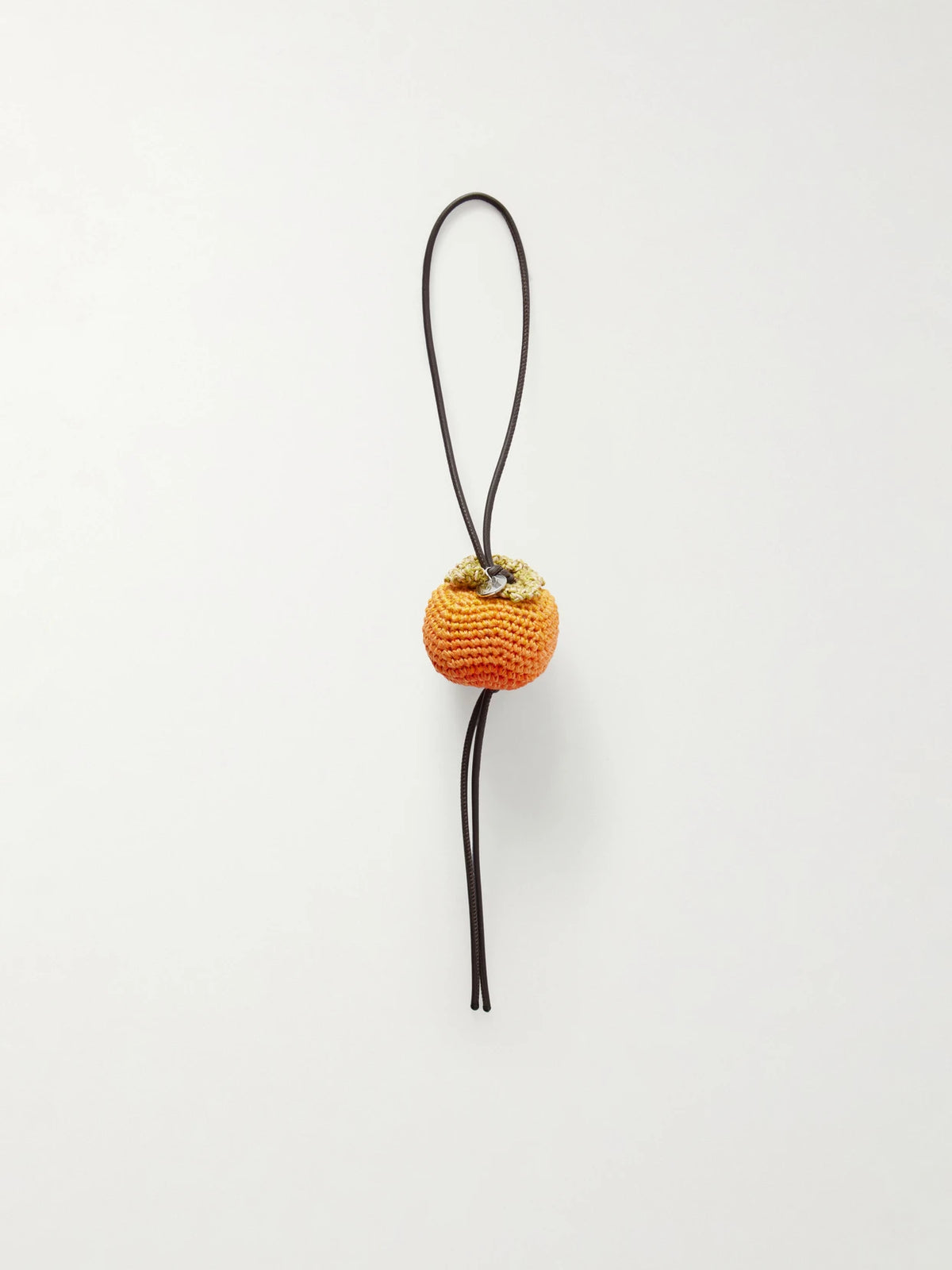Persimmon Crocheted Cotton And Leather Bag Charm