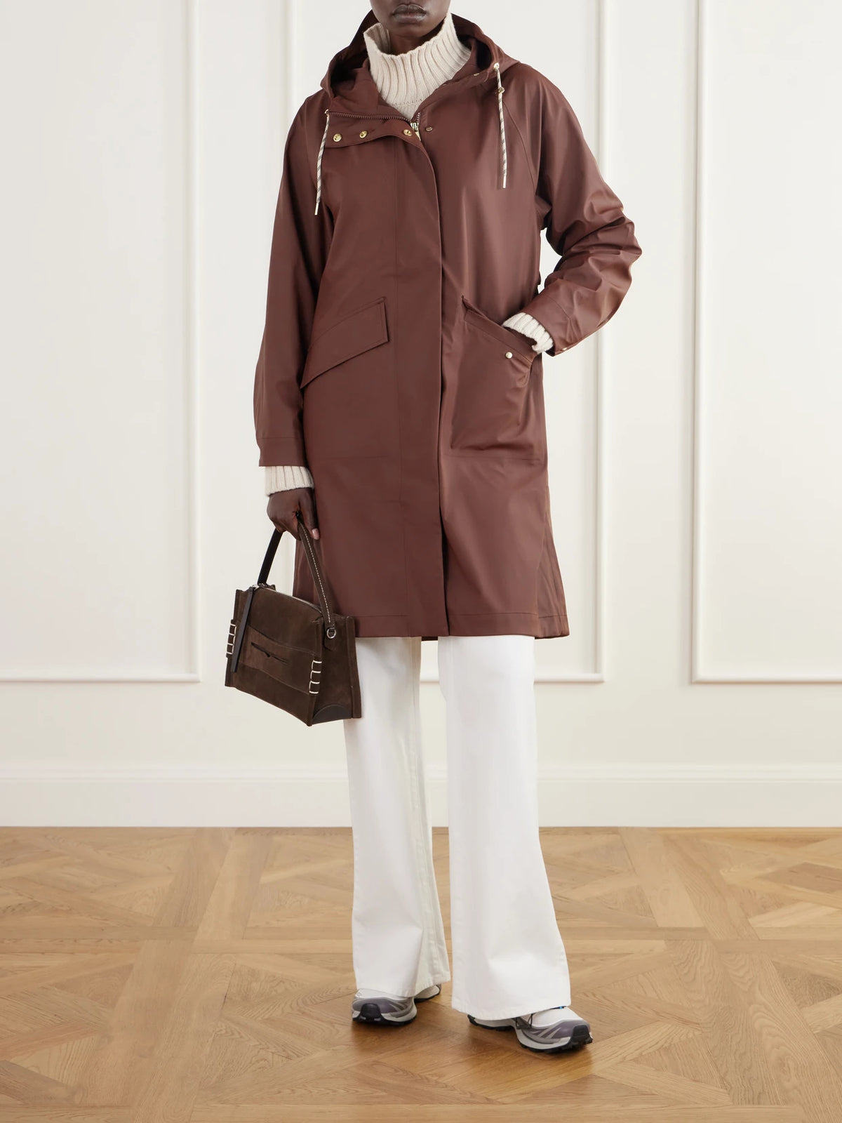 Image of Coats & Jackets. Product name - Tovera Hooded Laminated-shell Jacket in Burgundy colour by brand - Varley