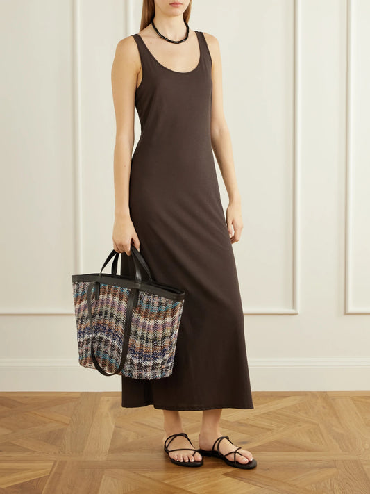 Missoni Trapezoid Medium Leather-trimmed Metallic Crochet-knit Tote