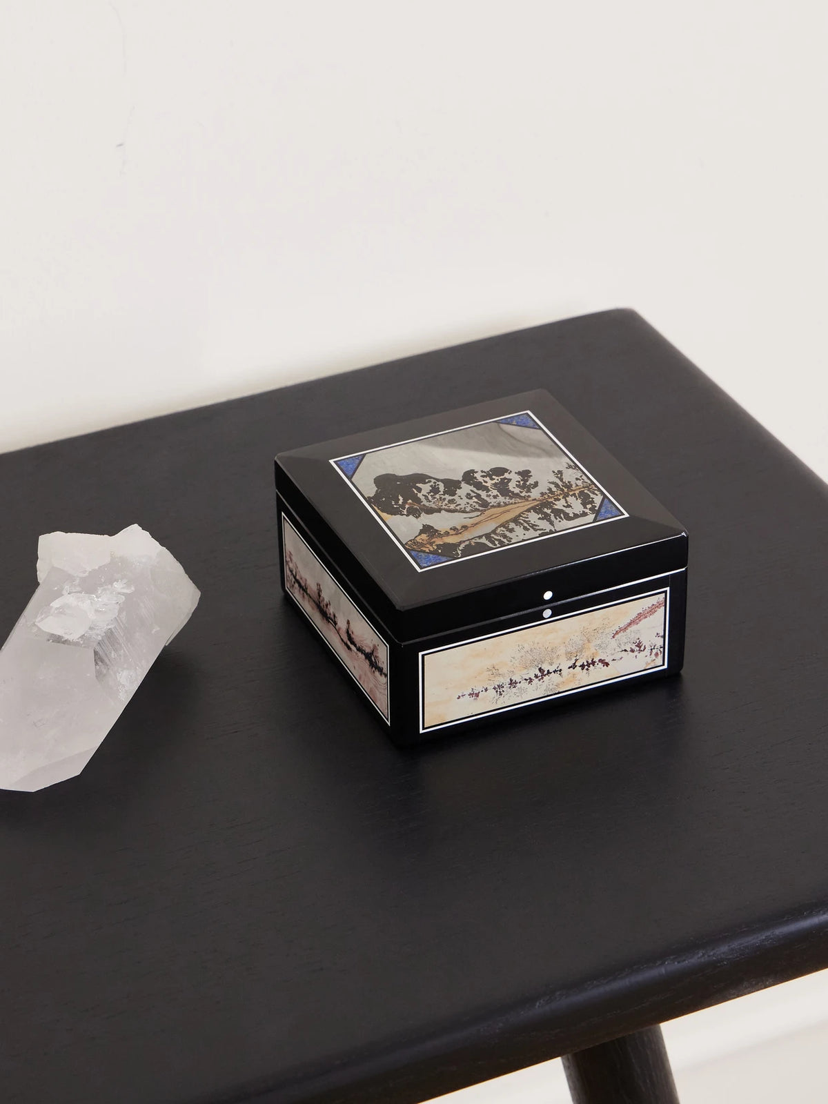 Image of Decor. Product name - Intarsia Crystal Large Jewelry Box in Blue colour by brand - JIA JIA Home