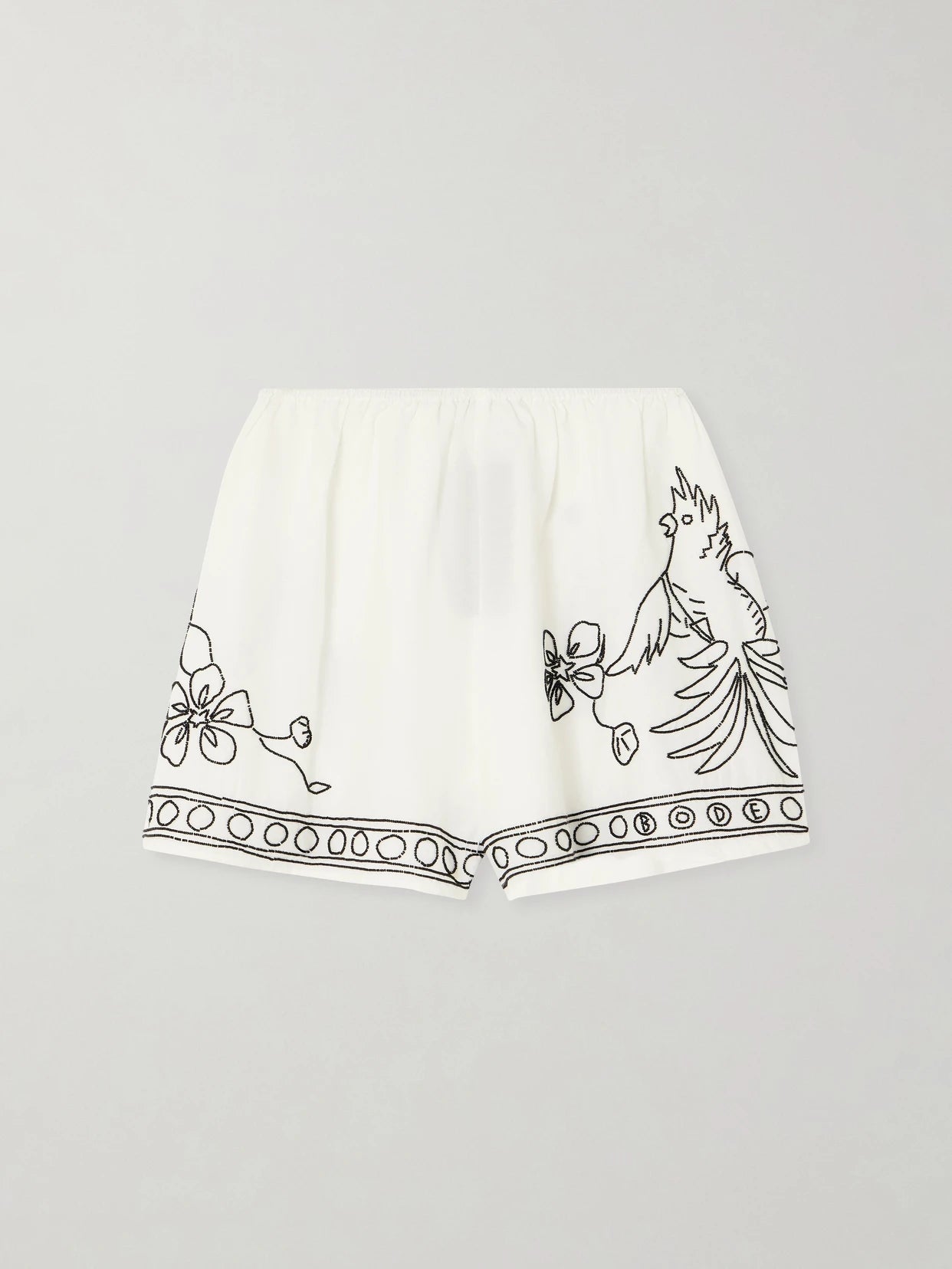 Cockatoo Tap Bead-embellished Cotton And Silk-blend Shorts