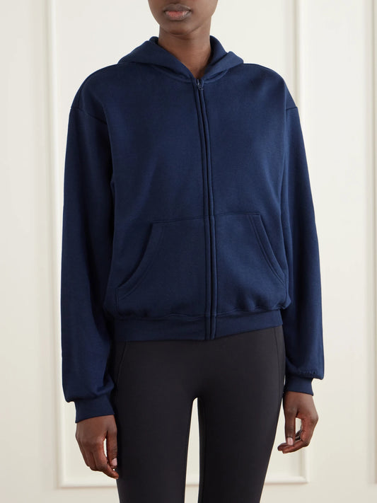 SKIMS Hooded Cotton-blend Fleece Zip-up Sweatshirt