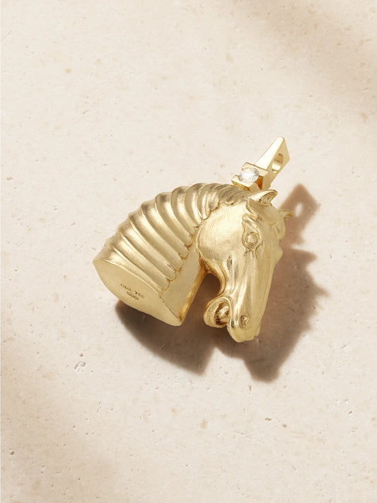 OLE LYNGGAARD COPENHAGEN Horse's Head 18-karat Gold Diamond Pendant
