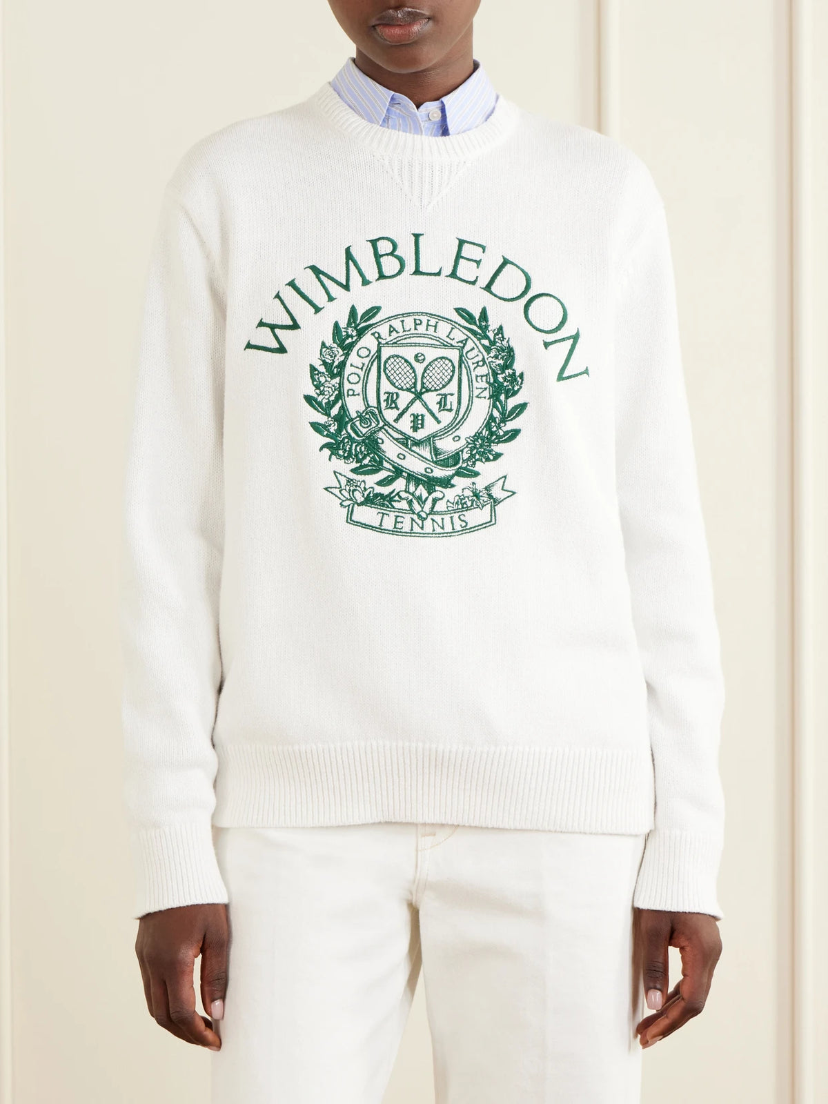 + Wimbledon Logo-embroidered Cotton Sweater