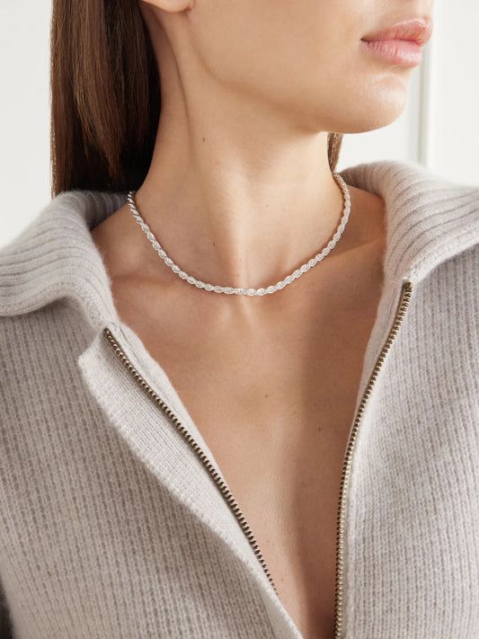 Image of Necklaces. Product name - Industrial Rope Sterling Silver Chain Necklace in Multi colour by brand - Loren Stewart
