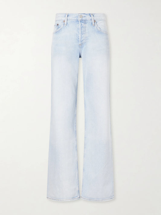 Image of Jeans. Product name - Low Rise Loose Straight-leg Organic Jeans in Light denim colour by brand - AGOLDE