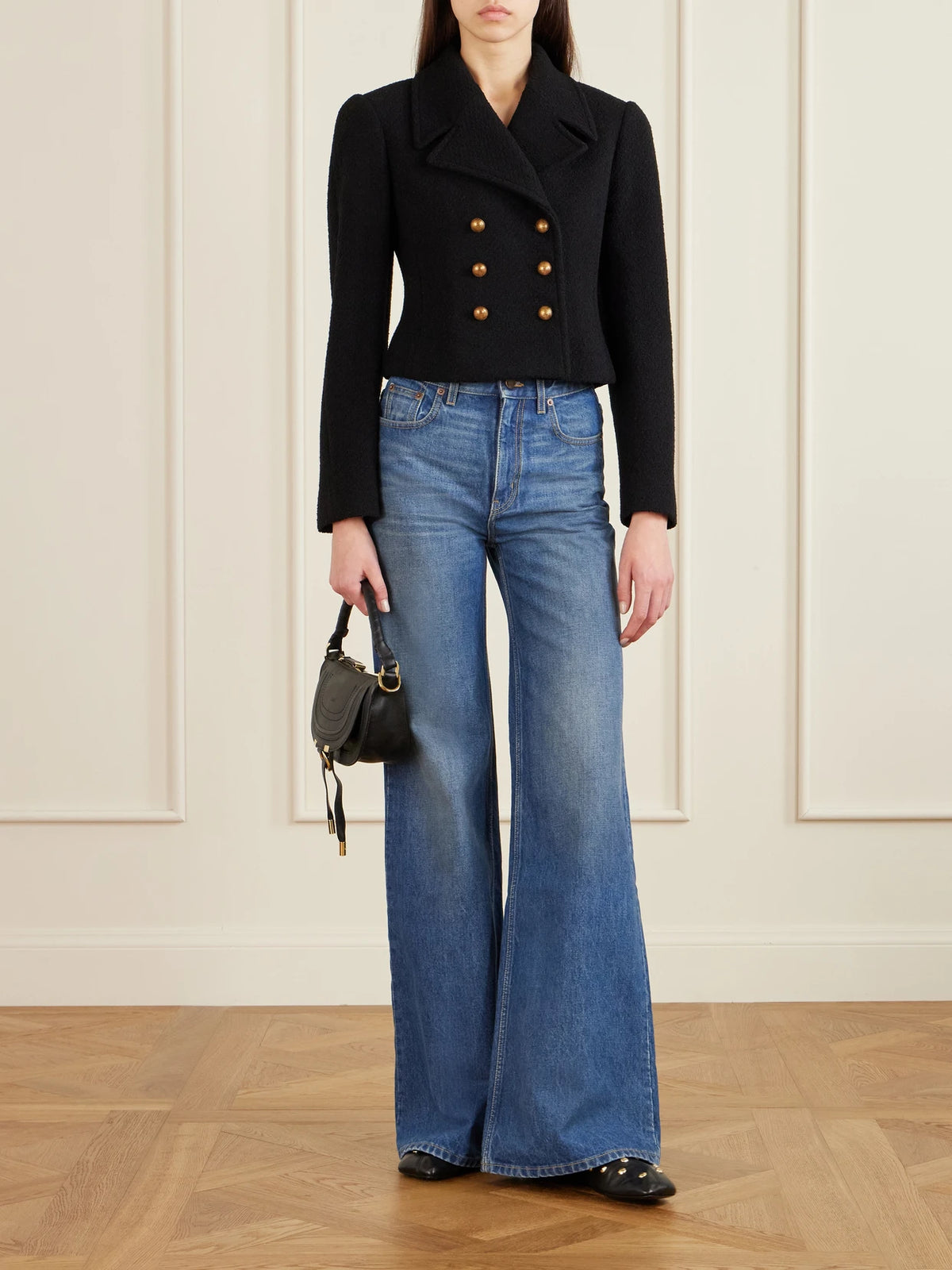 Image of Bags. Product name - Marcie Leather Shoulder Bag in Black colour by brand - Chloé