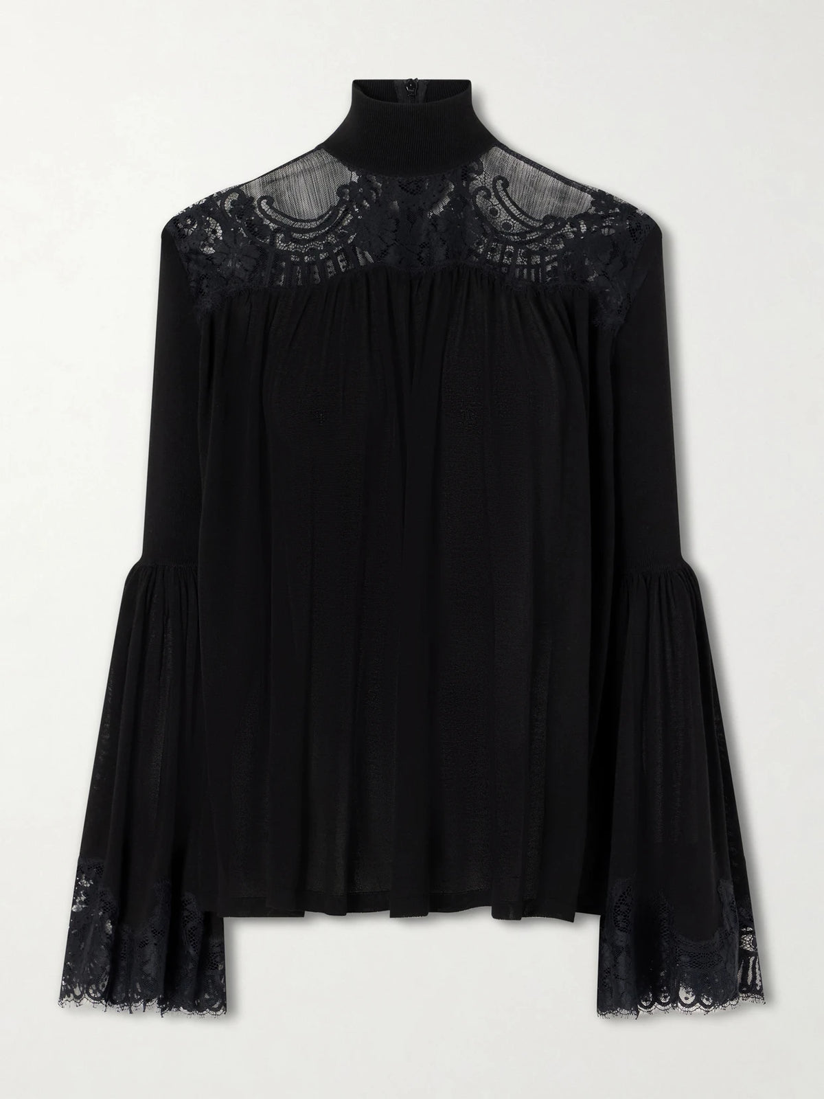 Zimmermann Valiant Lace-trimmed Lyocell-blend Turtleneck Blouse