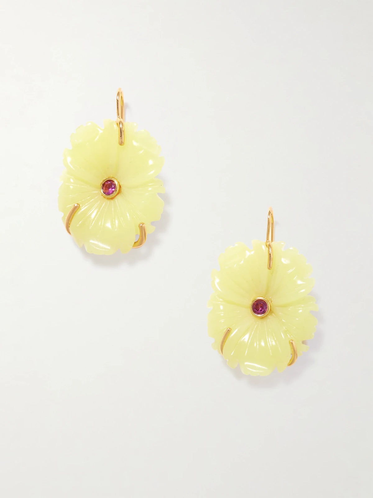 New Bloom Gold-plated, Jade And Rhodolite Earrings