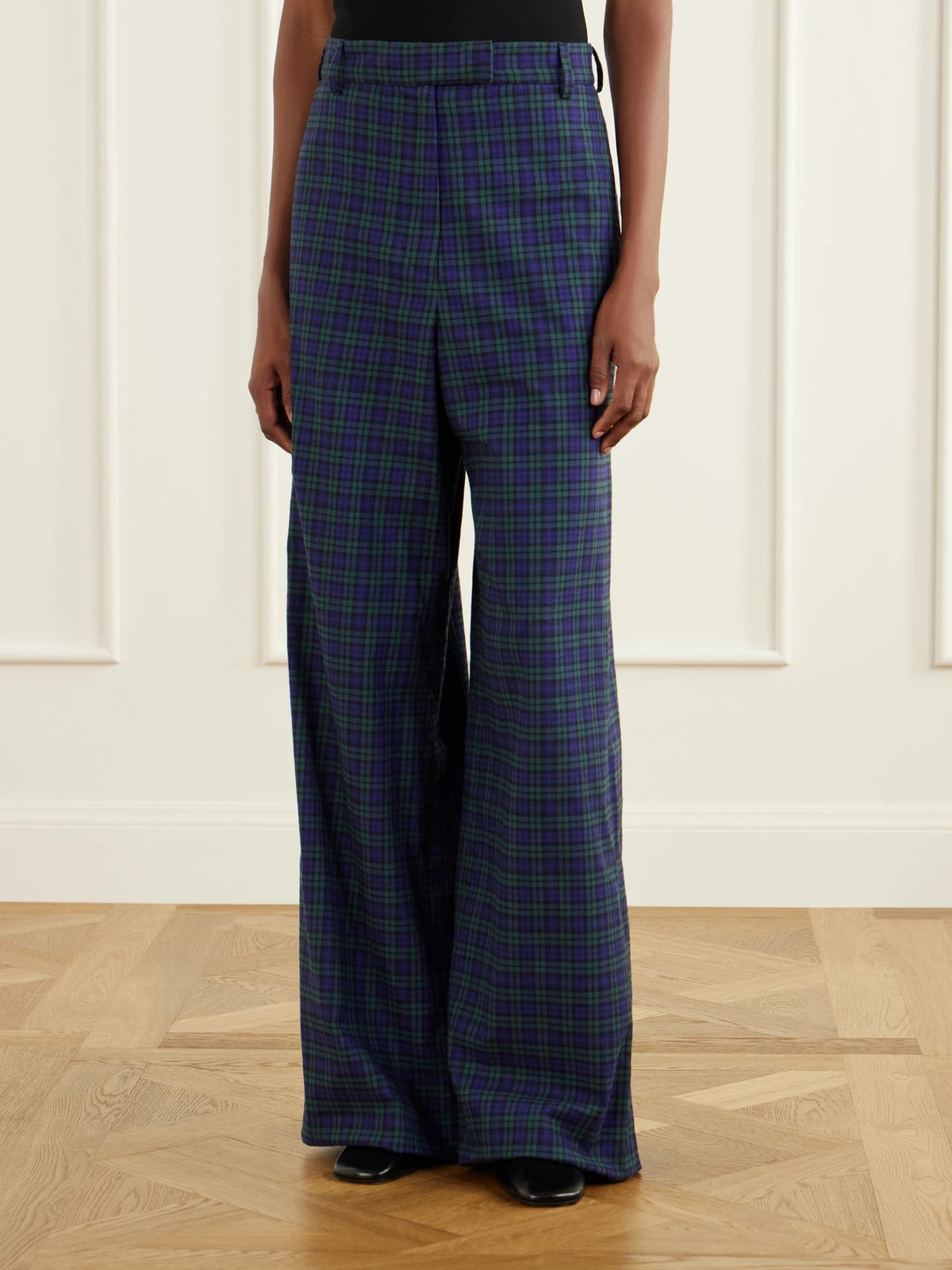 Dries Van Noten Checked Cotton Wide-leg Pants