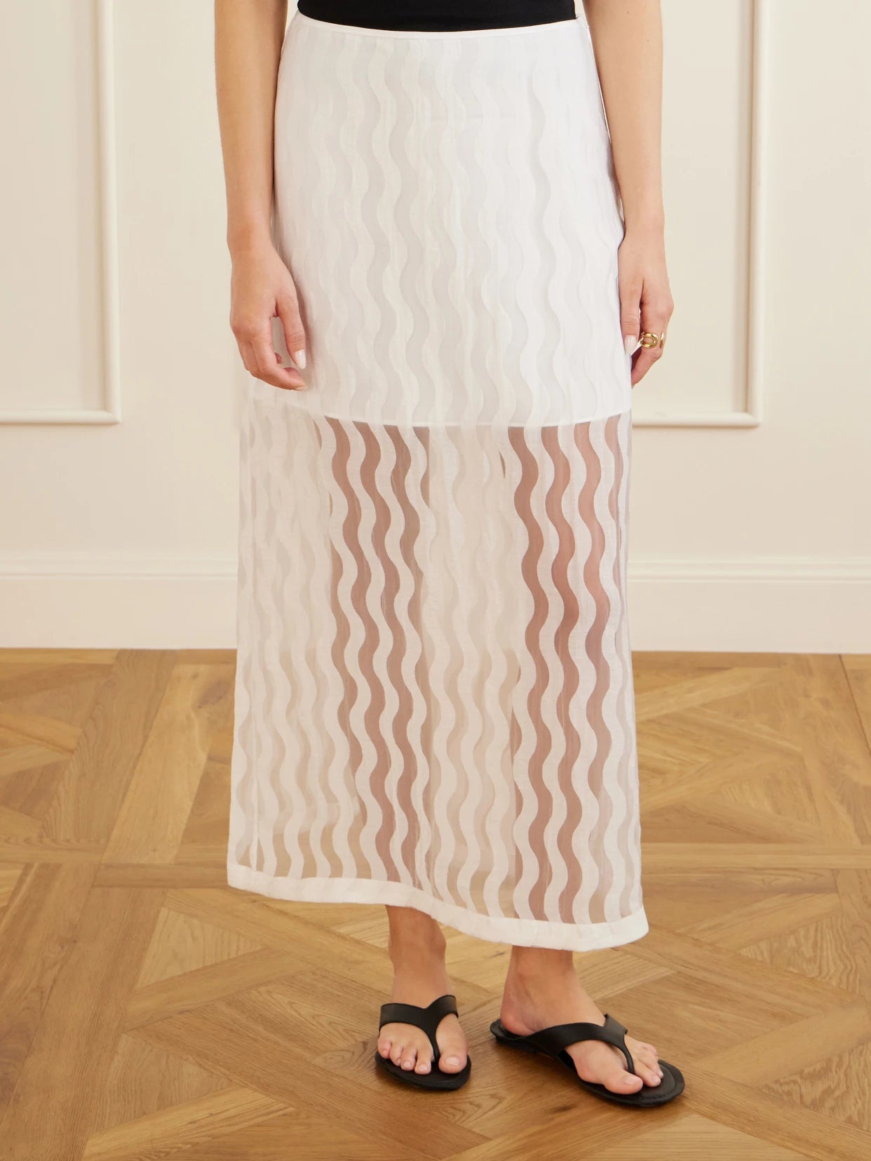 Alexi Striped Georgette Maxi Skirt