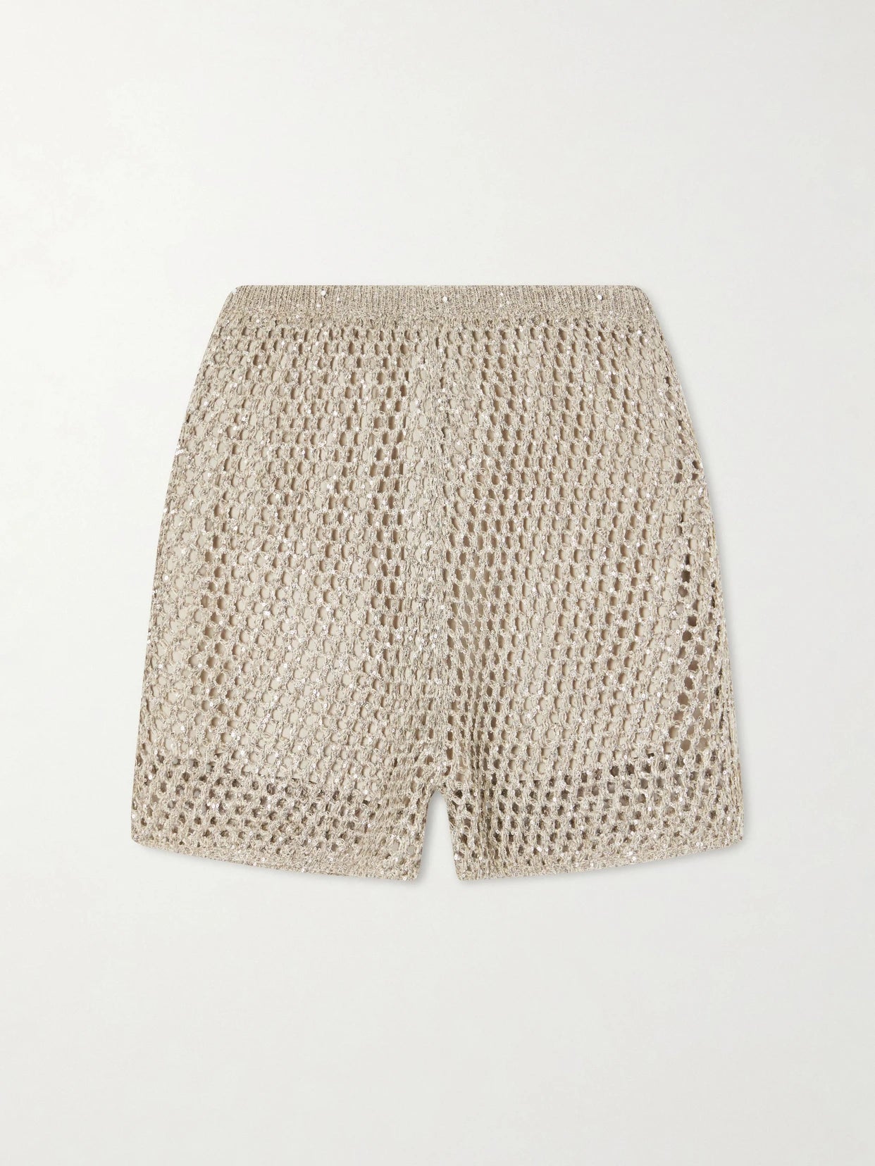 Sequined Crocheted Cotton Mini Shorts