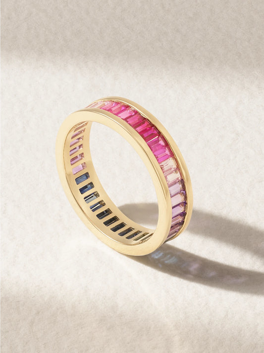 14-karat Gold, Sapphire And Amethyst Eternity Ring