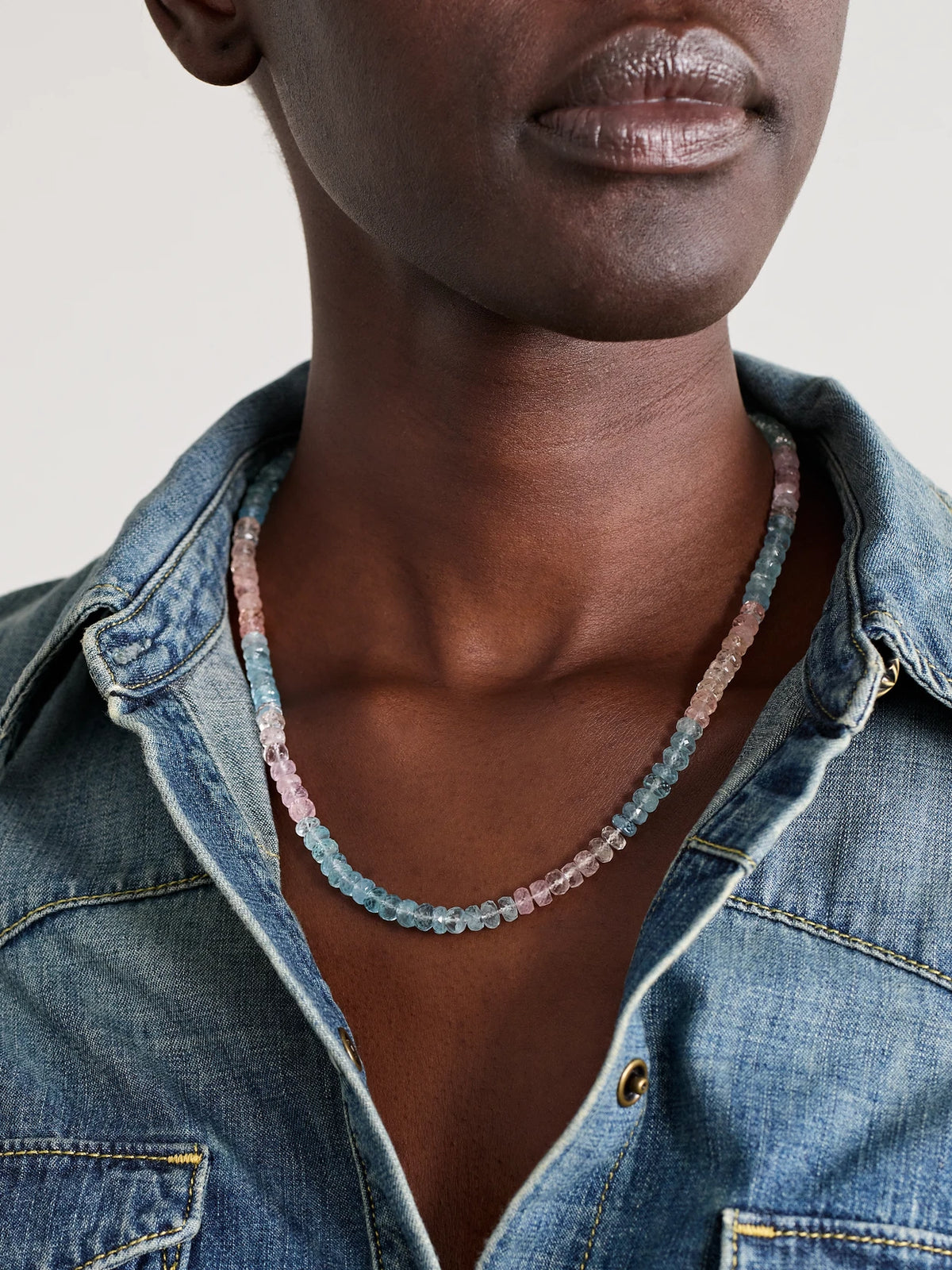Image of Necklaces. Product name - Gold Morganite Necklace in Pink colour by brand - JIA JIA
