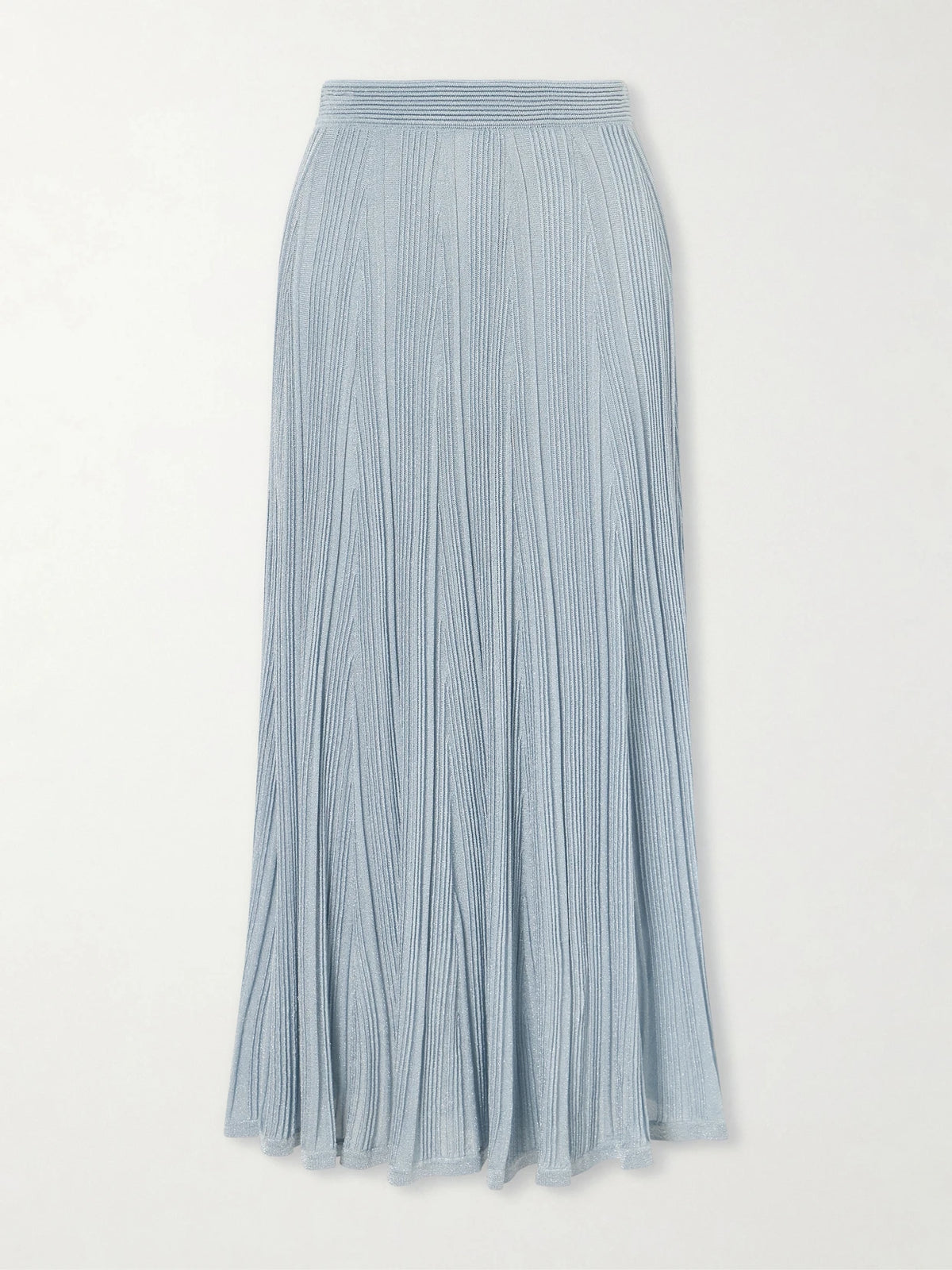Zimmermann Aster Metallic Ribbed-knit Midi Skirt