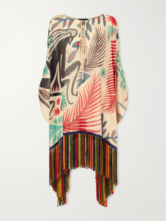 Image of Dresses. Product name - Woven Fringe Mini Dress in Multi colour by brand - Etro