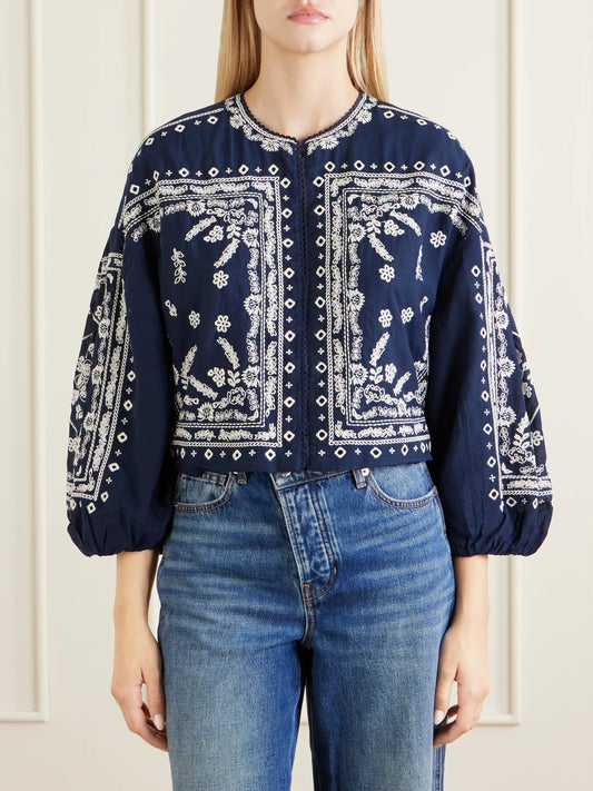 Drake Cropped Embroidered Cotton-blend Poplin Jacket