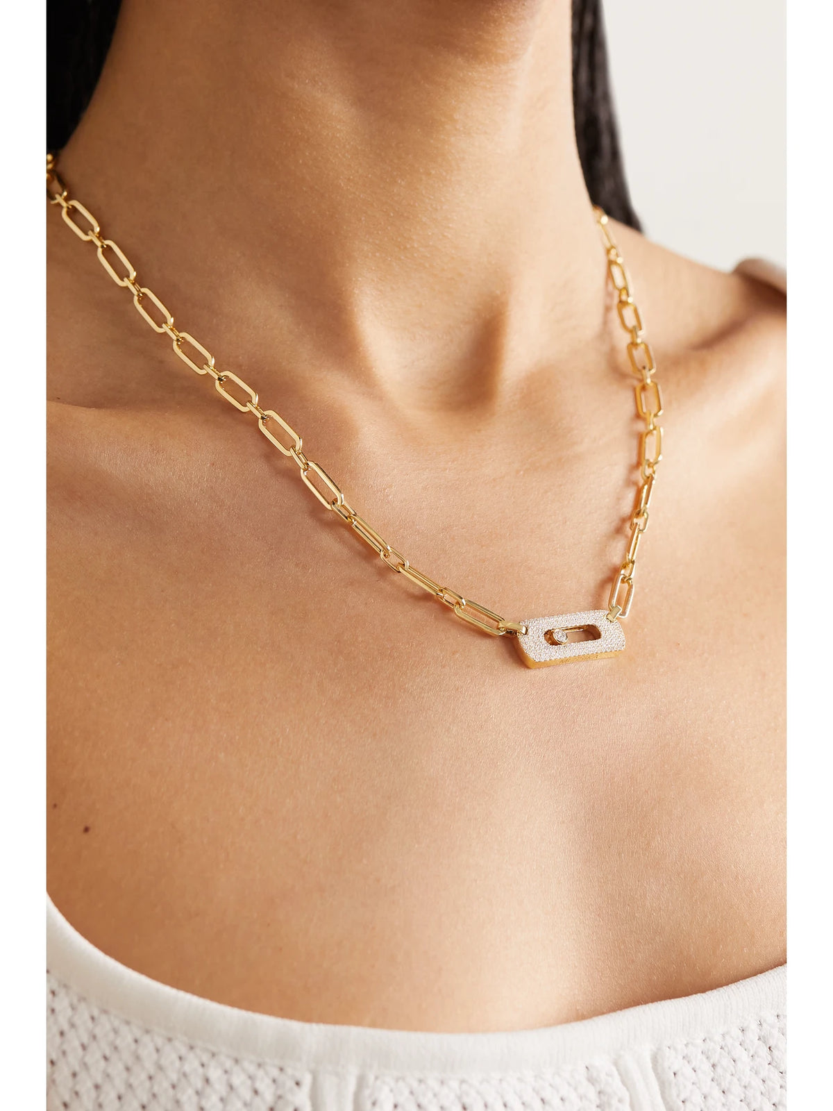 Image of Necklaces. Product name - My Move 18-karat Gold Diamond Necklace in Multi colour by brand - Messika