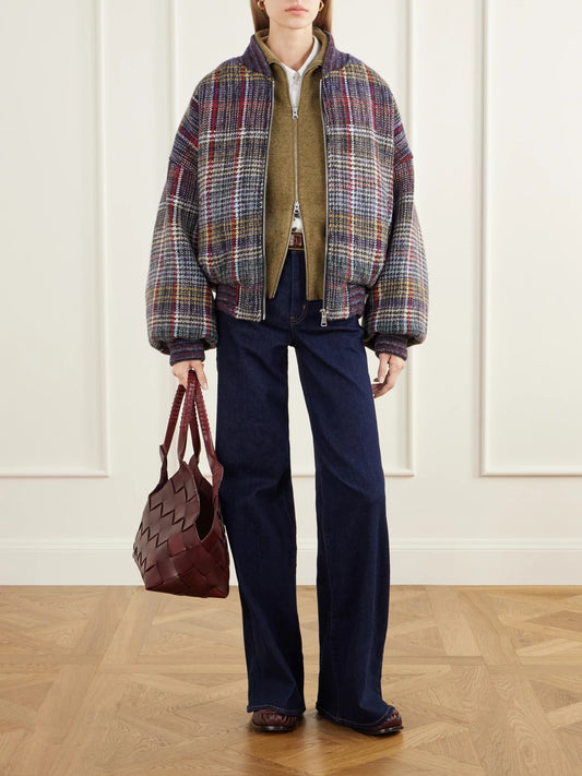 Image of Coats & Jackets. Product name - Checked Wool-caperdoni Padded Bomber Jacket in Multi colour by brand - Missoni