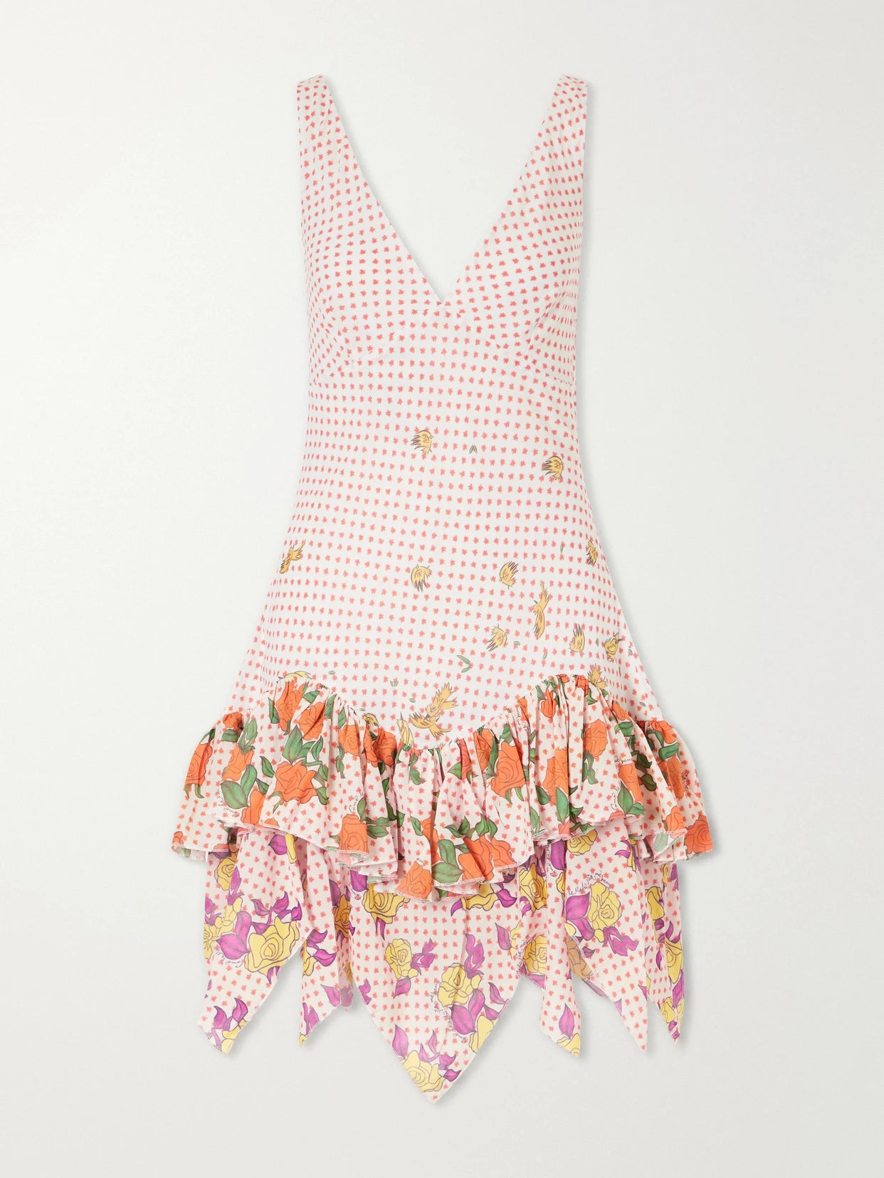 Pajaritos Y Rosas Ruffled Cotton Mini Dress