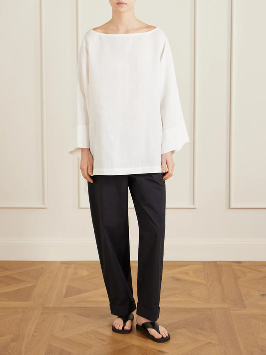 Image of Sandals. Product name - Dune Leather Flip Flops in Black colour by brand - The Row
