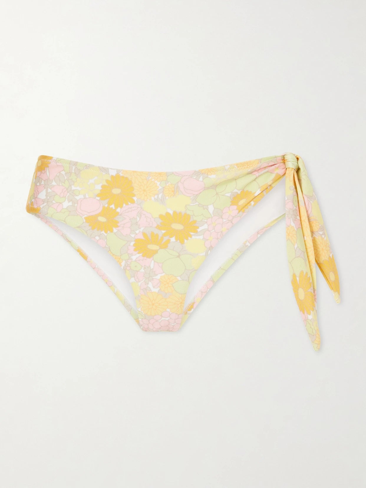 Knot-detailed Floral-print Bikini Briefs