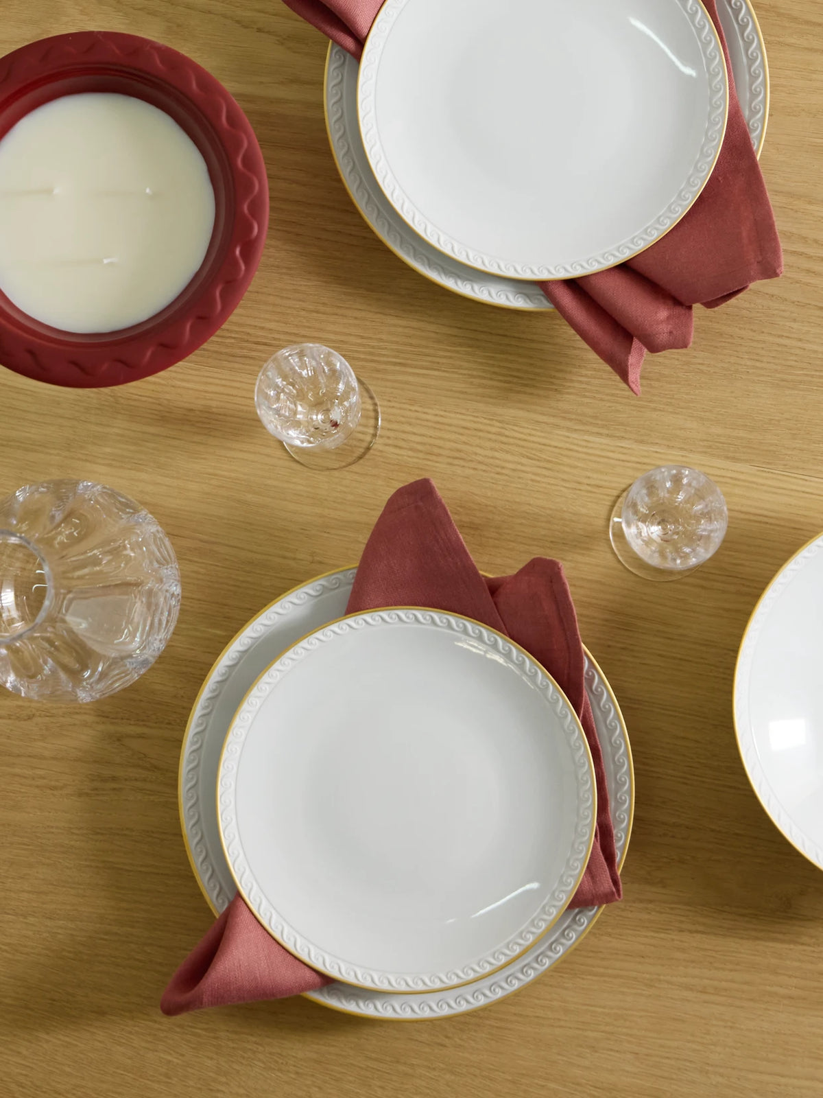 Image of Tableware. Product name - Neptune Set Of Two Gold-plated Porcelain Dessert Plates in White colour by brand - L'Objet
