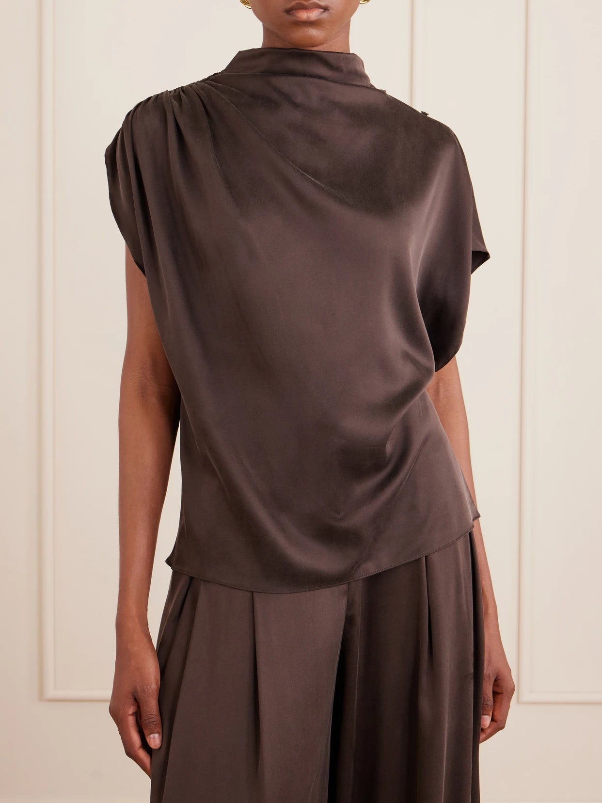 Wish You Would Draped Silk-blend Charmeuse Blouse