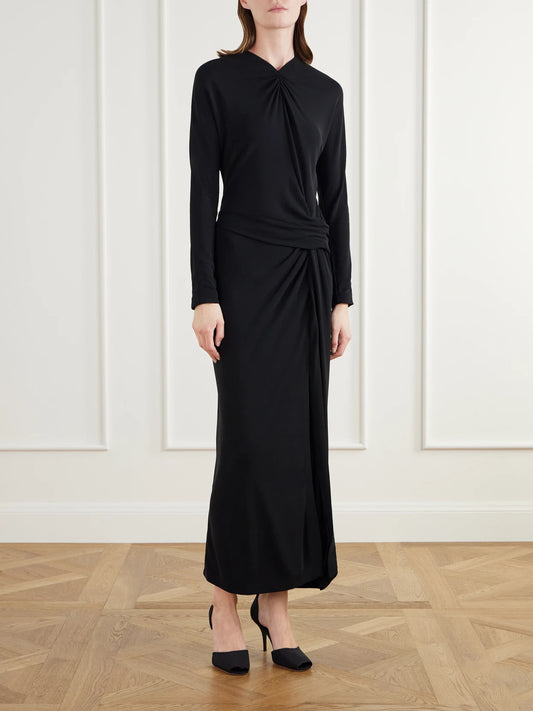 Image of Heels. Product name - Noor D'orsay 90 Satin Pumps in Black colour by brand - The Row