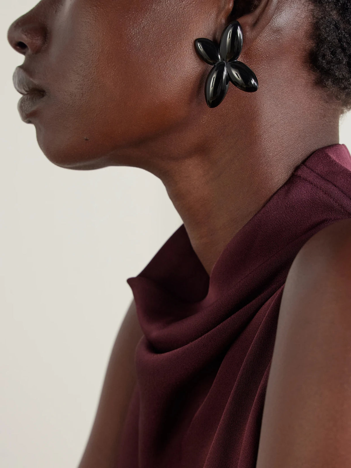 Image of Earrings. Product name - Rosemarie Resin Earrings in Black colour by brand - Camille Surault