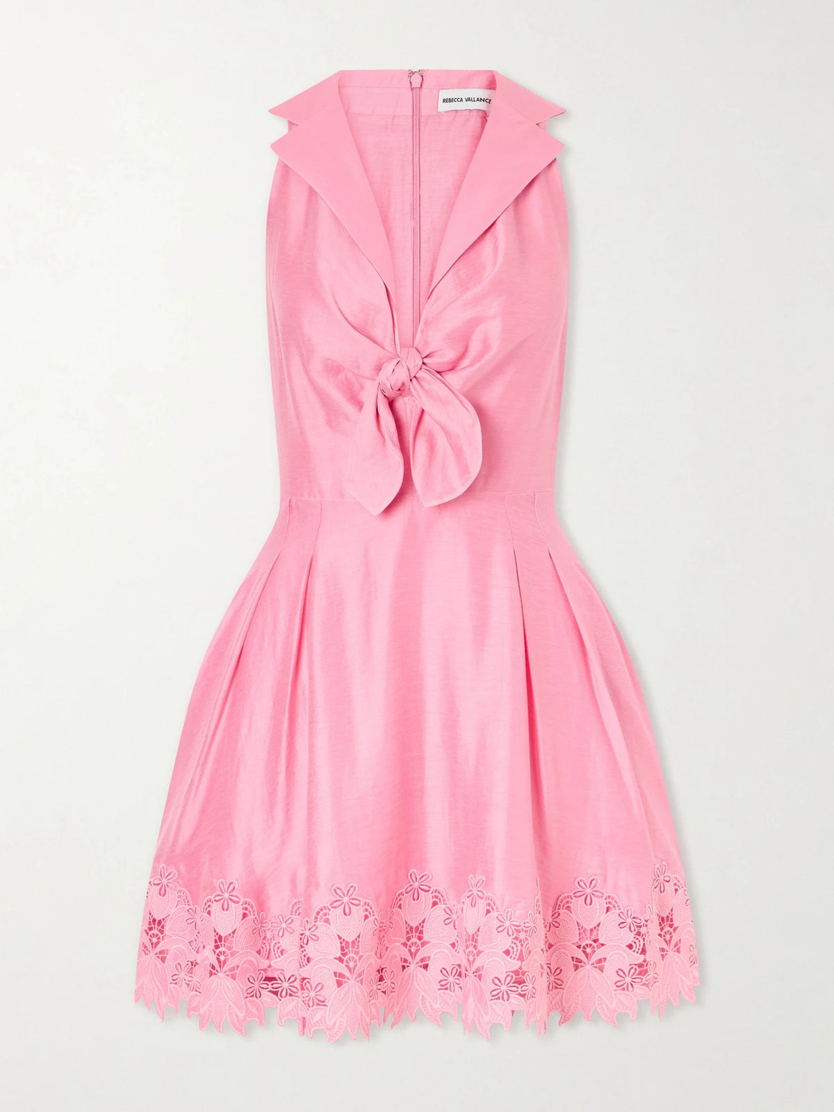 Rebecca Vallance Petalite Knotted Broderie Anglaise-trimmed Poplin Mini Dress