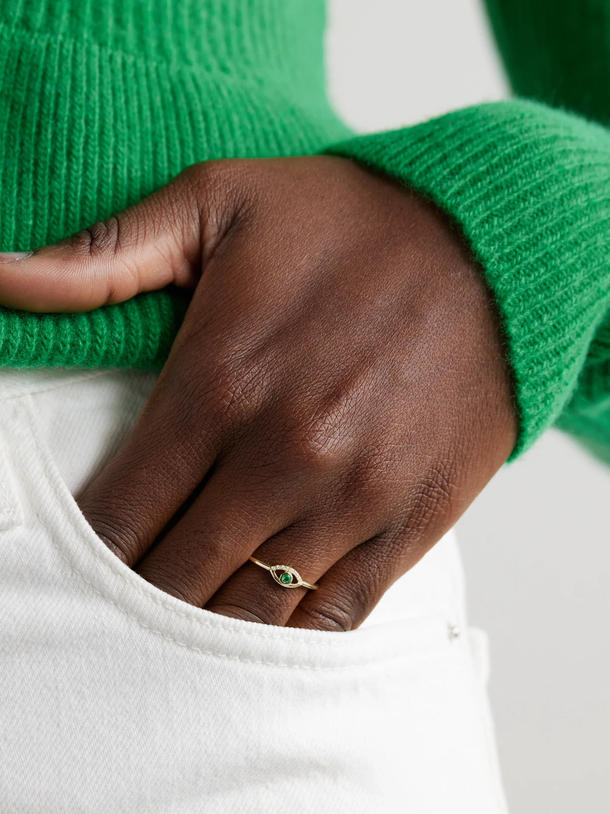 Image of Rings. Product name - Wink 14-karat Gold, Diamond And Emerald Ring in Multi colour by brand - Melissa Joy Manning