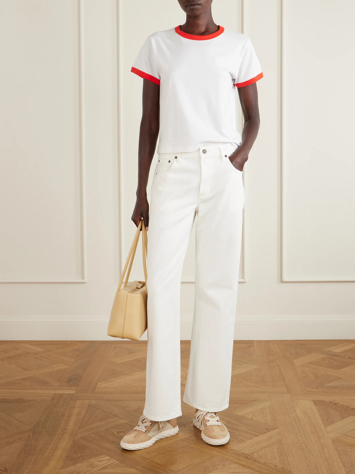 Image of Sneakers. Product name - Diamond Light Flex Leather And Raffia Lace-up Sneakers in Beige colour by brand - Jimmy Choo