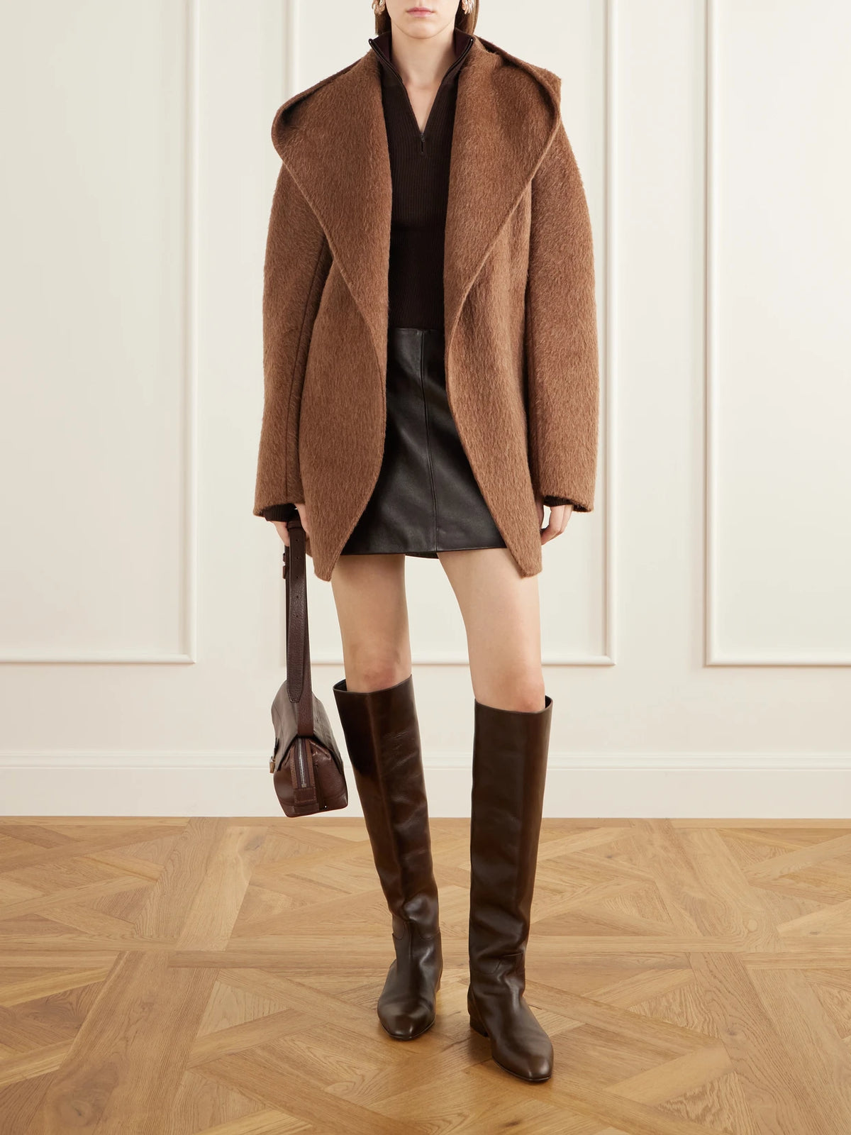 Image of Coats & Jackets. Product name - Golf Belted Camel-hair And Mohair-blend Coat in Light brown colour by brand - Max Mara