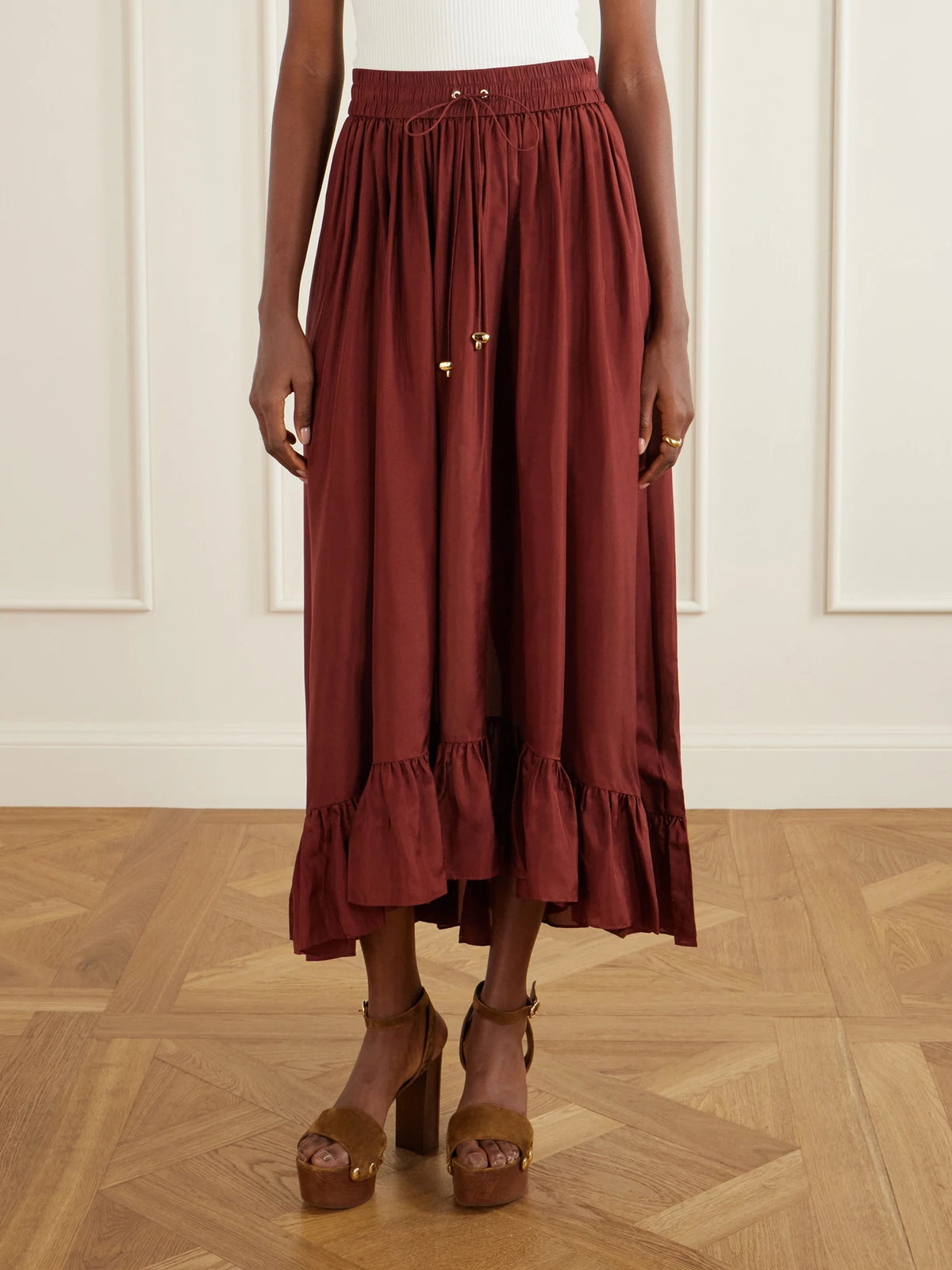 Zimmermann Aster Ruffled Silk Maxi Skirt