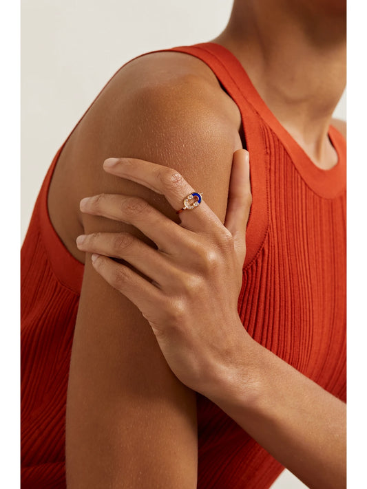 Image of Rings. Product name - Magnetic 18-karat Gold, Lapis Lazuli And Diamond Ring in Multi colour by brand - Viltier