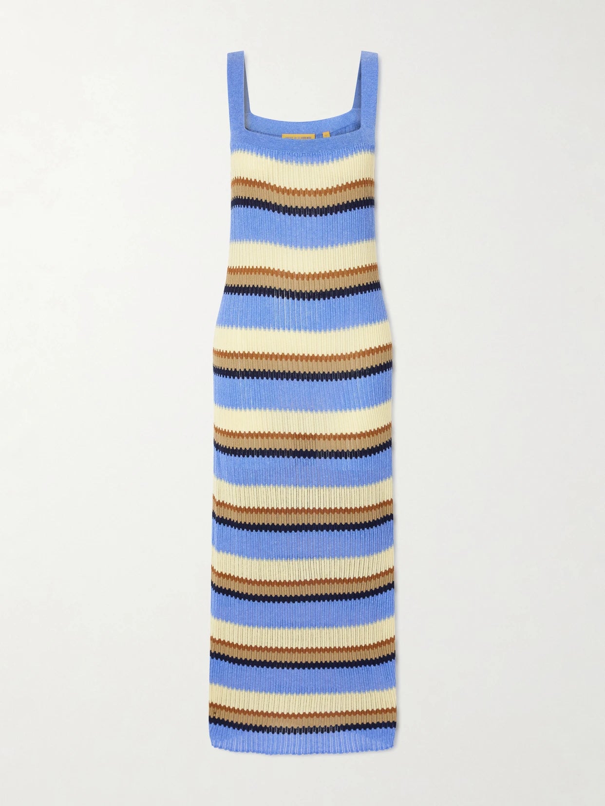 Palazzo Striped Ribbed Silk And Linen-blend Midi Dress