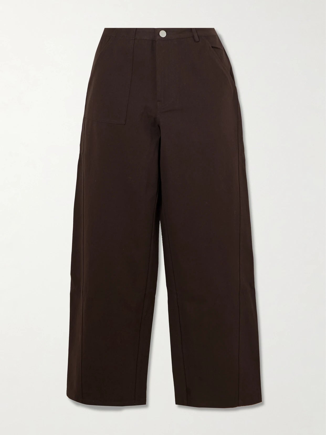 Image of Jeans. Product name - Pocket Organic Wide-leg Jeans in Dark brown colour by brand - Deiji Studios