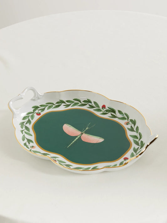 Tea For Two Gold-plated Porcelain Tray