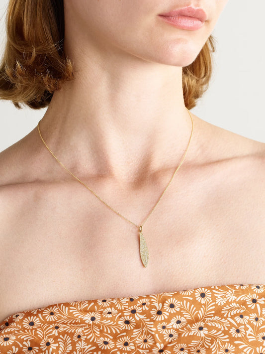 Image of Necklaces. Product name - Falling Leaf 18-karat Gold Diamond Necklace in Multi colour by brand - Ileana Makri