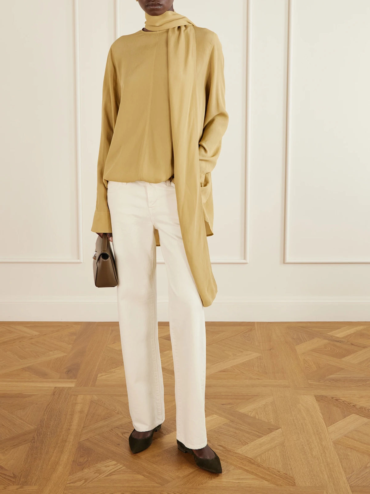 Image of Flats. Product name - Suede Ballet Flats in Army green colour by brand - Gianvito Rossi