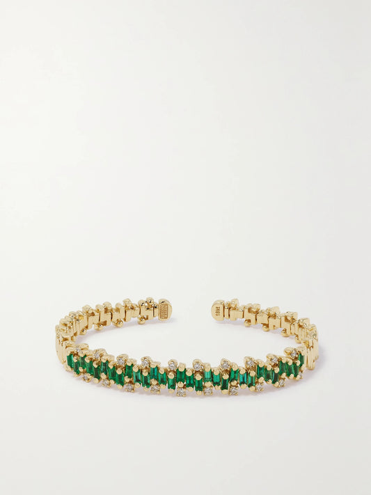 18-karat Gold, Emerald And Diamond Cuff